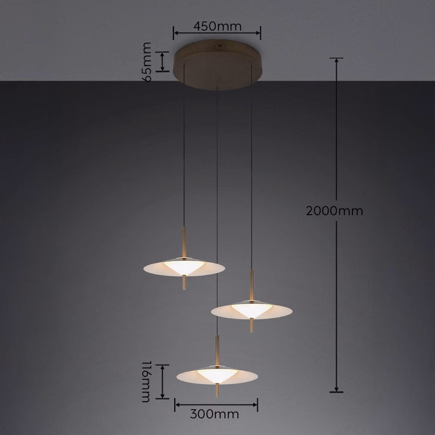 Trio Lighting Lampada a sospensione Amalo, dimmerabile, Alluminio / Grigio / Zincato, Soggiorno / Sala da pranzo, Metallo, Moderno, Lampada a sospensione