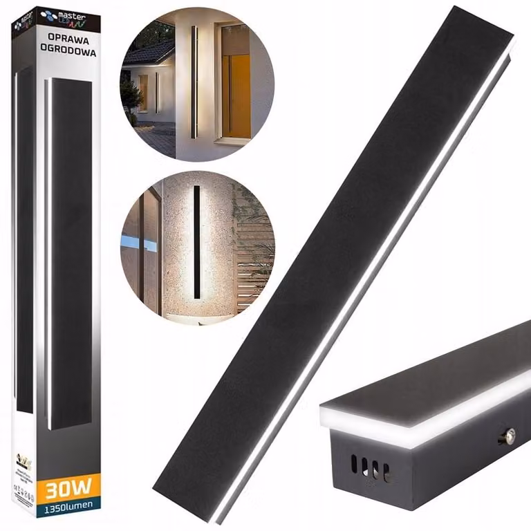 Master LED applique 45W lampada da esterno 150cm nero RAL 9005 IP65 luce di facciata 4000K bianco neutro luce architettonica