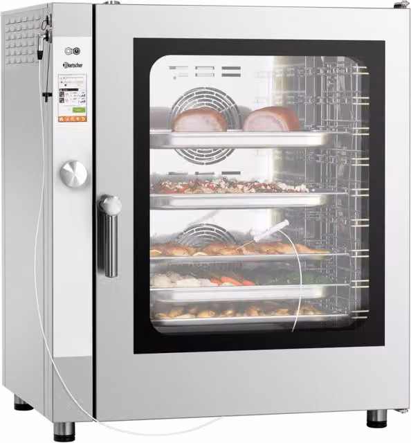 Forno combinato a vapore elettrico Bartscher Silversteam 10111D in acciaio inox color argento con display LED e illuminazione interna