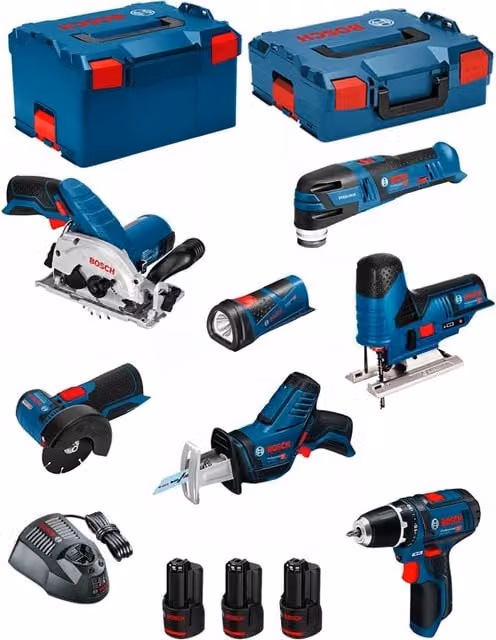 Kit utensili Bosch 12V BMK7-28AD3 blu con 3 batterie da 2,0Ah e caricabatterie GAL1230CV