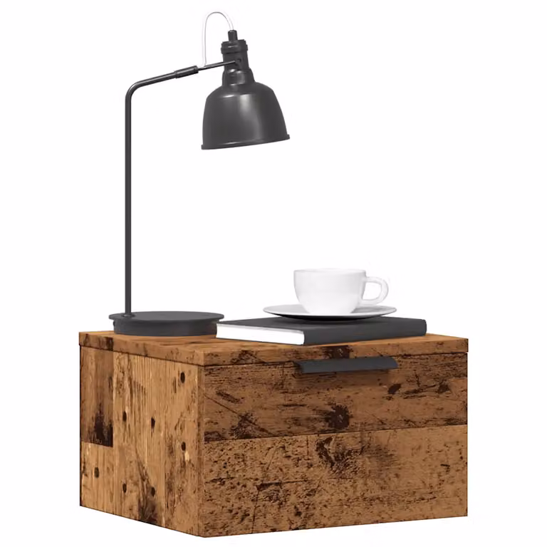 Set di 2 comodini da muro vidaXL in legno color marrone antico, L 34 cm x P 30 cm x H 20 cm
