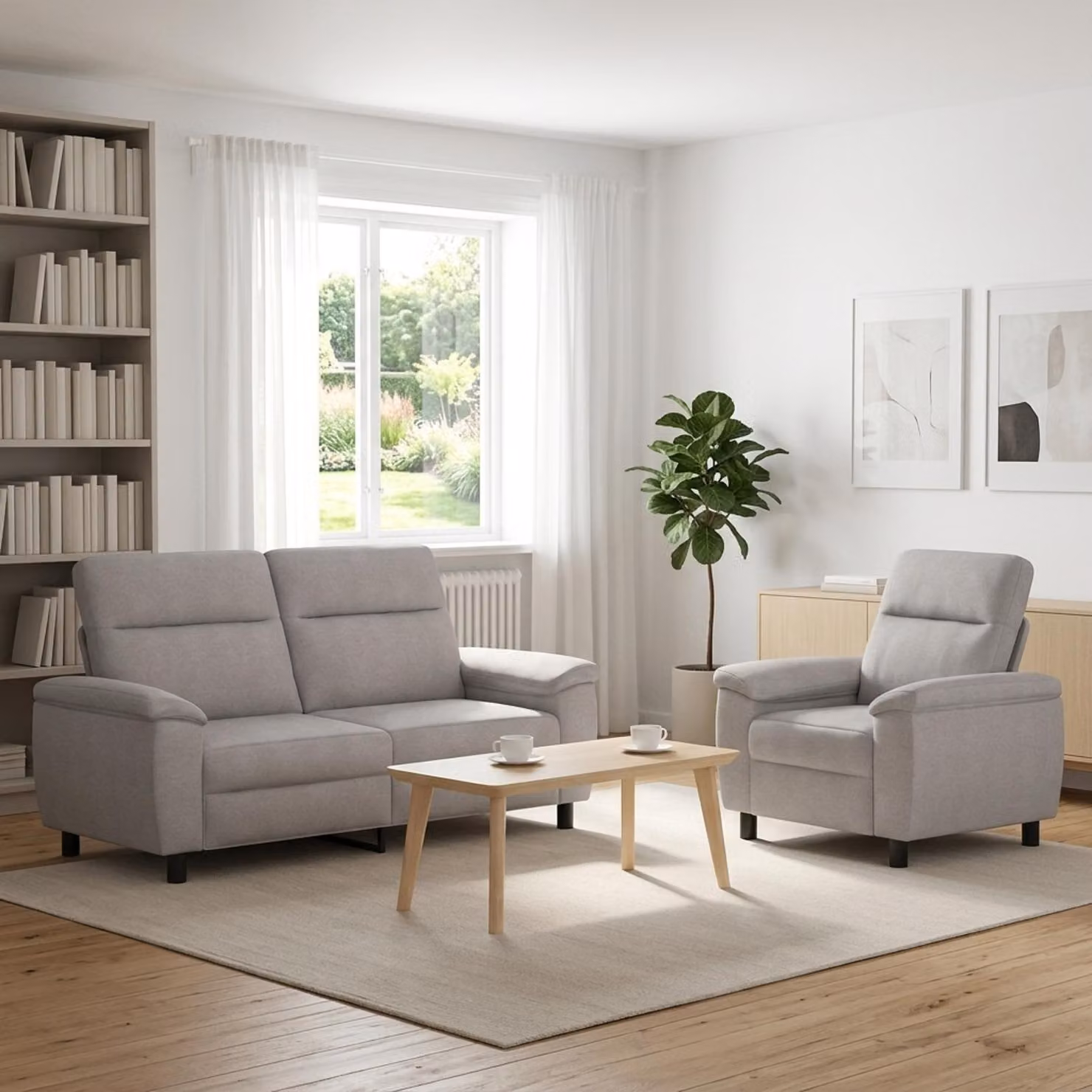 Set di 2 divani moderni vidaXL in tessuto grigio e nero con struttura in metallo per il tuo soggiorno