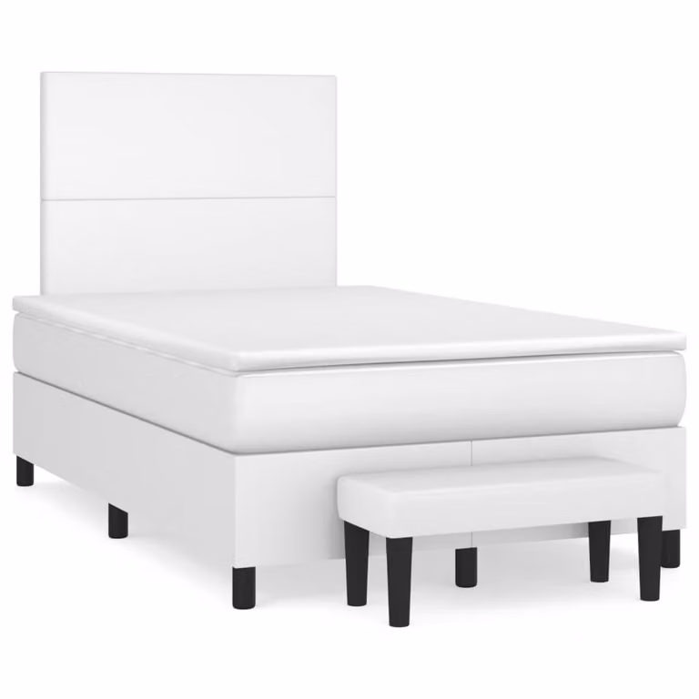 Giroletto a Molle con Materasso Bianco 120x190 cm in Pelle finta