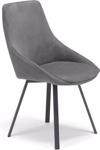 Sedia da pranzo moderna Redokasa in microfibra grigia con gambe in metallo opaco