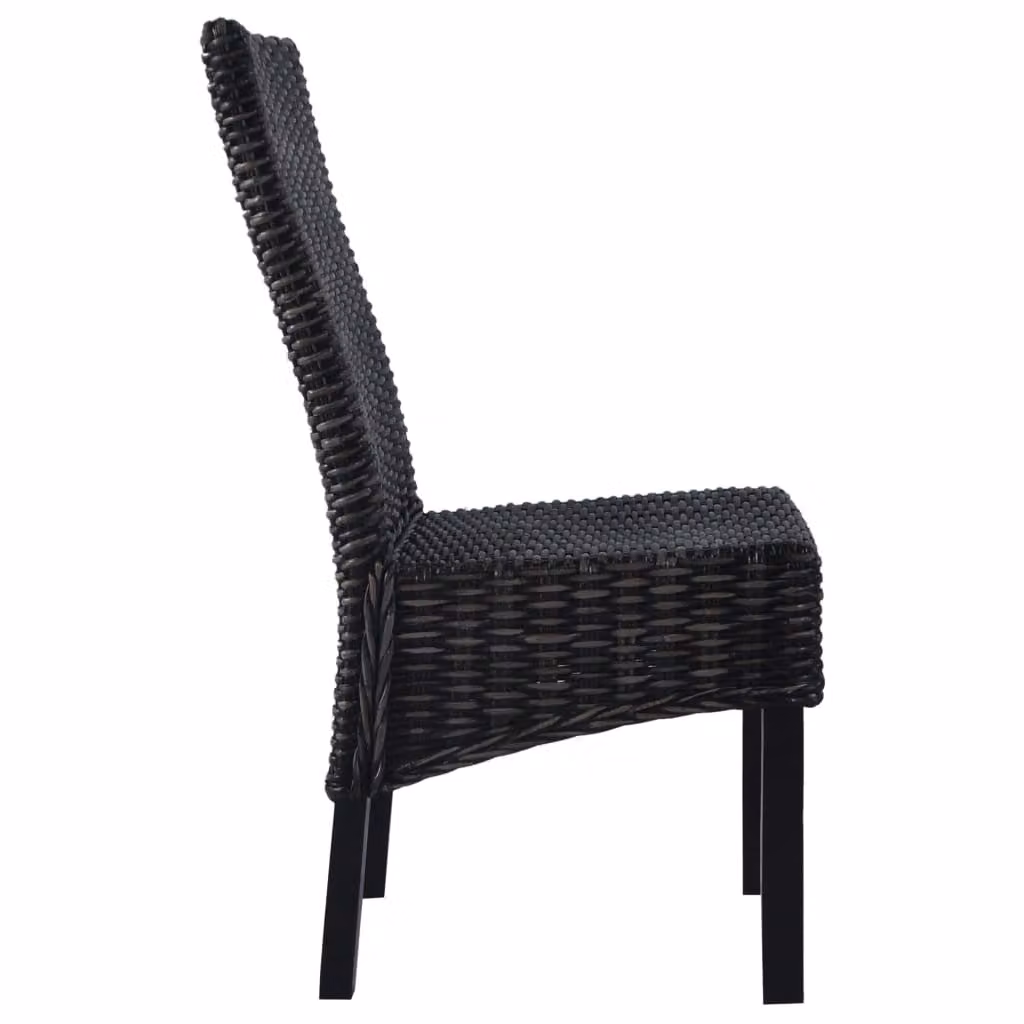 Sedie da pranzo 6 pezzi in rattan Kubu nero e legno di mango