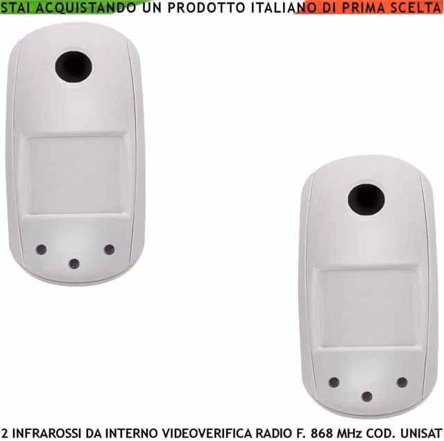 Set di 2 Sensori di Movimento Interni Securvera con Videoverifica Colore VGA 640x480, Visione Notturna e Tecnologia GPRS 868 MHz, Colore Bianco