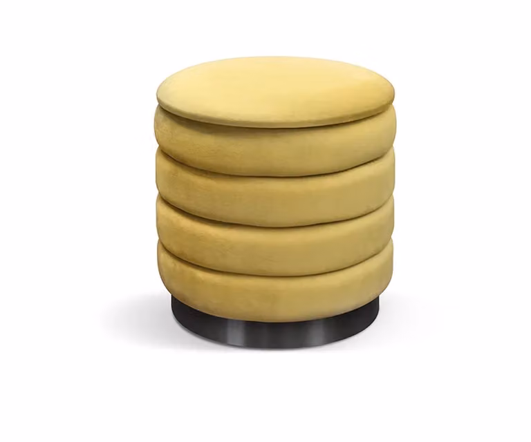 Pouf contenitore ARENDAL in tessuto effetto velluto giallo