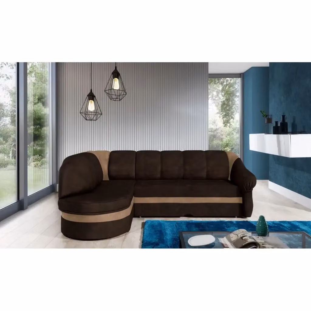Divano angolare sinistro convertibile BENANA MEUBLORAMA marrone scuro e beige con contenitore L/P/H: 250 x 180 x 85 cm – 2