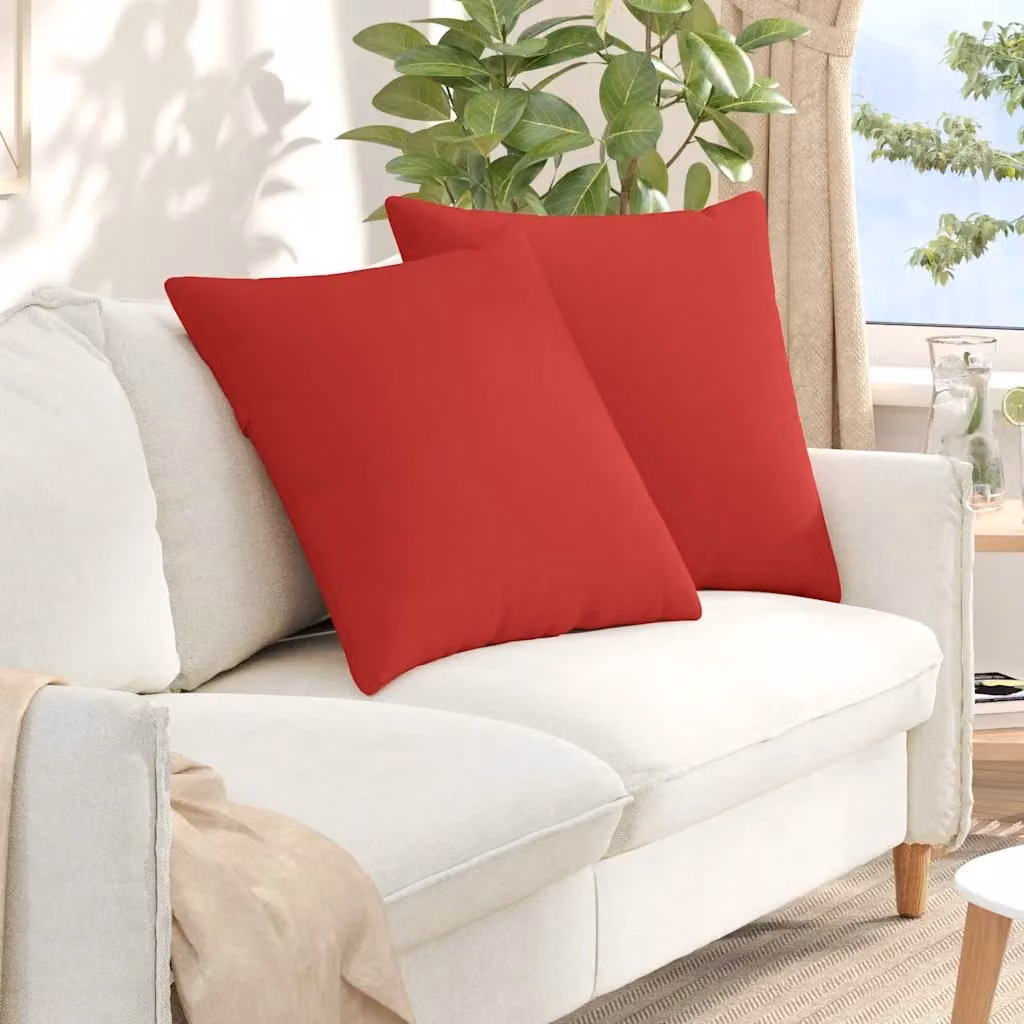Set di 2 cuscini da divano quadrati vidaXL in tessuto rosso con fodera rimovibile, L 80 x P 80 cm