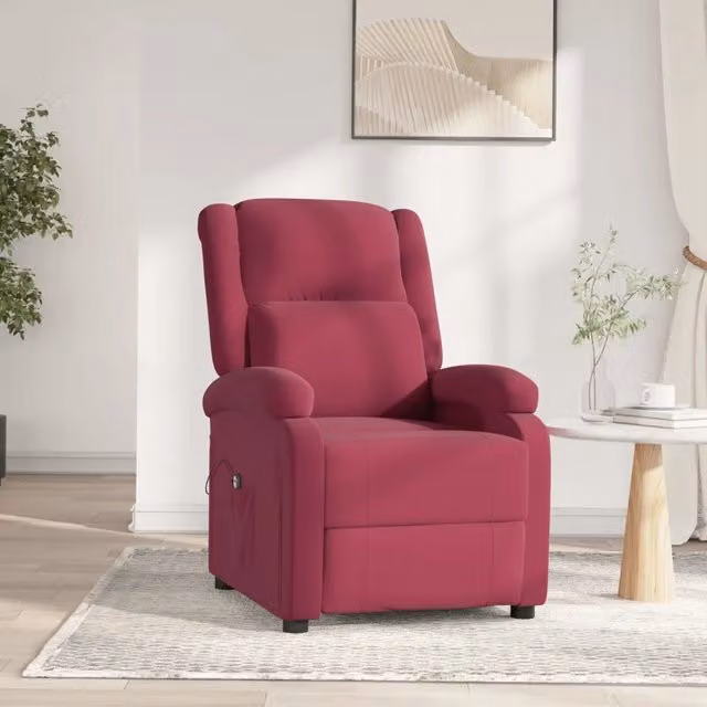 Poltrona Elettrica Reclinabile vidaXL in Tessuto Rosso con Braccioli e Struttura in Metallo e Legno