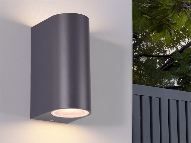 Lampada da parete per esterni Up and Down in antracite, lampada da parete moderna per esterni, altezza 15 cm