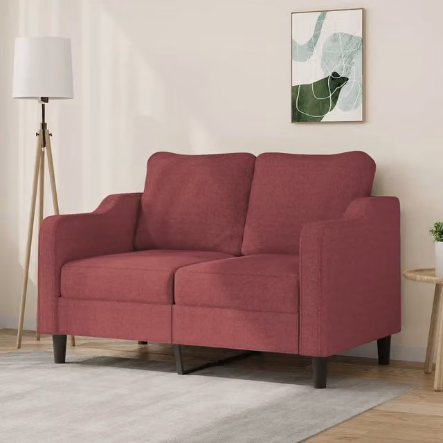 Divano a 2 posti moderno vidaXL in tessuto rosso con struttura in metallo per il tuo soggiorno L: 138 cm, P: 77 cm, H: 80 cm