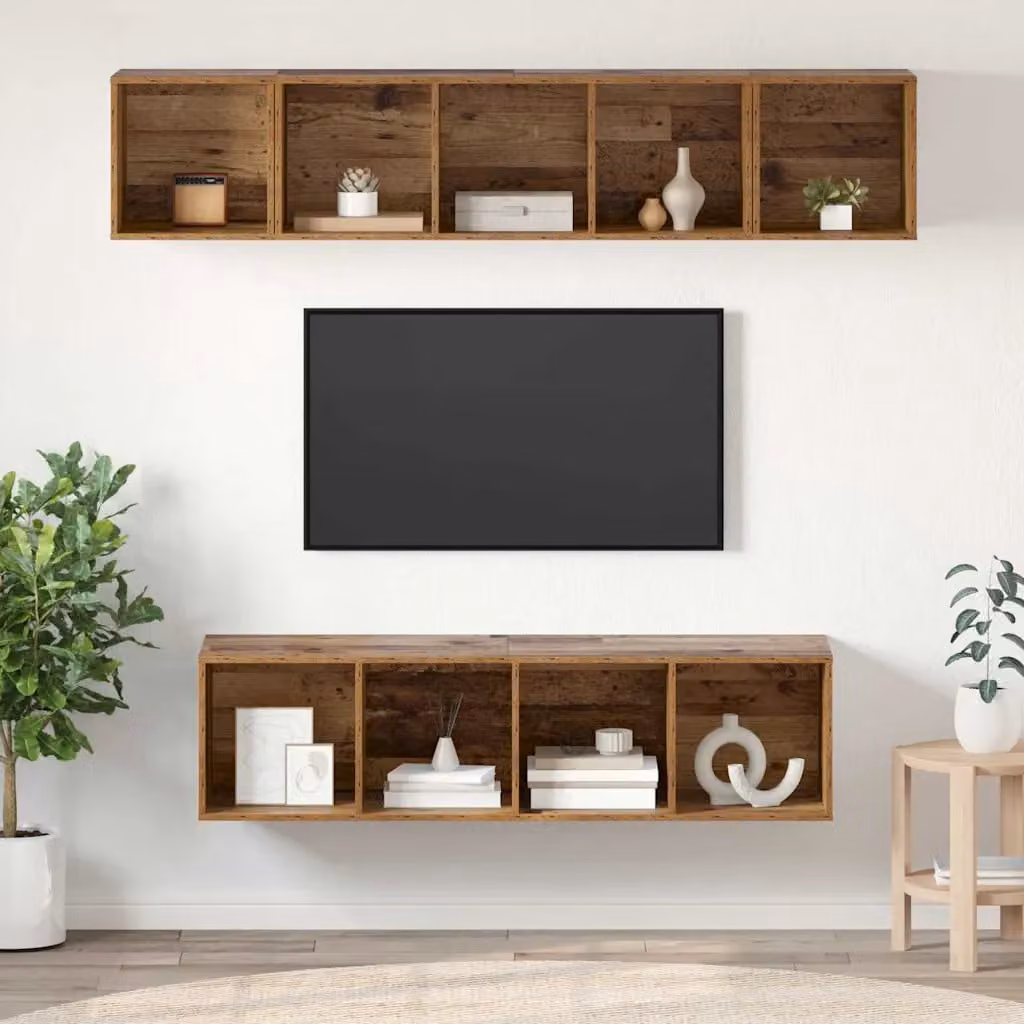 vidaXL Set mobile TV 4 pz Legno vecchio Legno ingegnerizzato