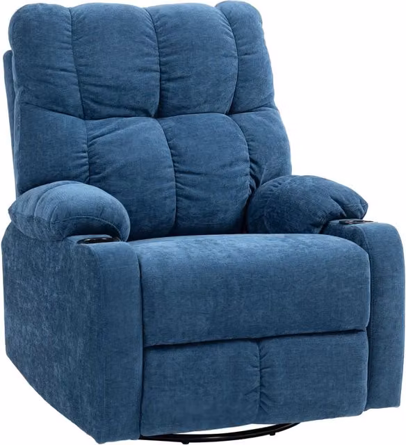 Poltrona relax reclinabile con poggiapiedi ¨C Xylo ¨C girevole, blu scuro, 88x96x108cm