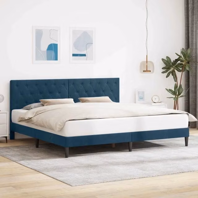 Letto moderno con testiera in velluto blu vidaXL L/P/H: 180 x 200 x 140 cm – 1