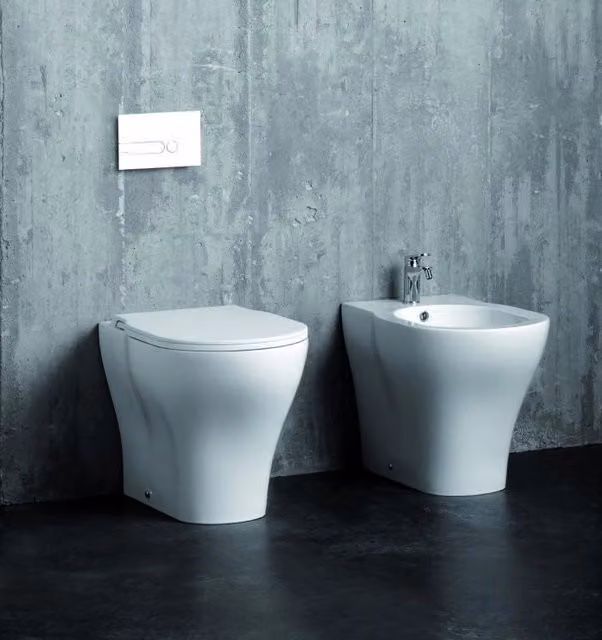 Kit Sanitari Filomuro Serie XL Azzurra Ceramica in Ceramica Bianca con Bidet, Vaso e Coprivaso