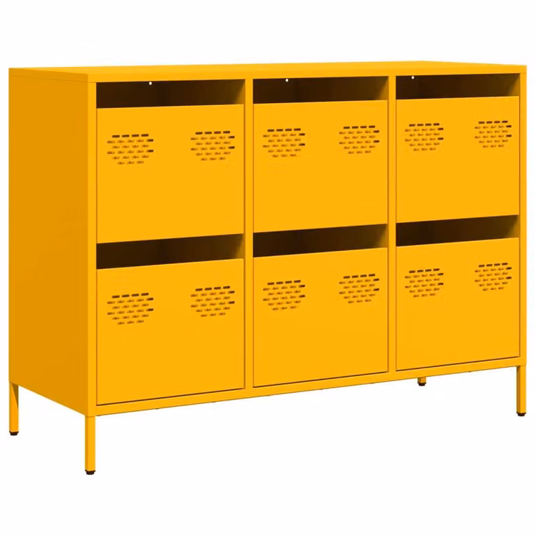 Credenza Giallo Senape 101,5x39x73,5 cm Acciaio Laminato Freddo