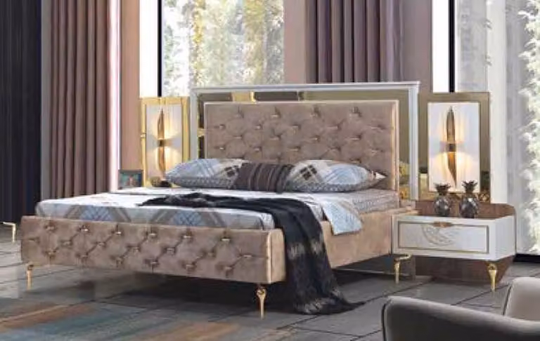 Chesterfield Bett Polster Design Luxus Doppel Hotel Betten Italienische Holz