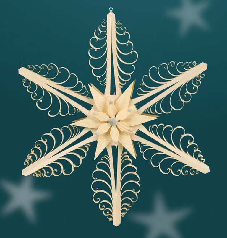 Ornamento per finestra con 2 stelle di pino al centro LxAxP=32x32x3,5 cm NUOVO