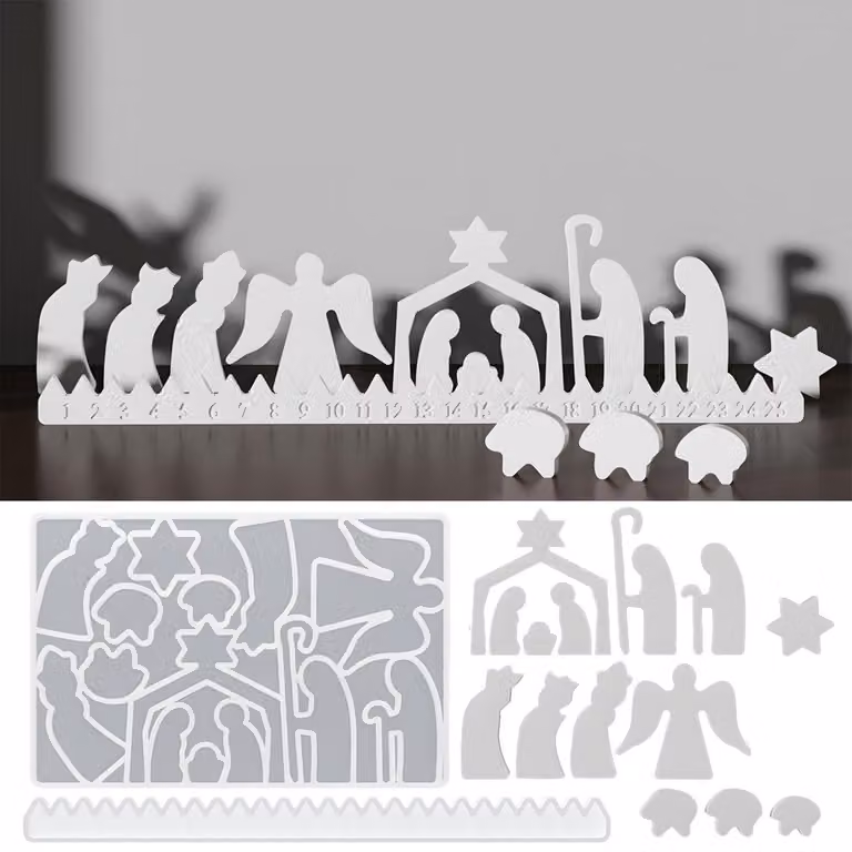 Stampo in silicone per colata, Natale, presepio, calendario dell'Avvento, fai da te, artigianato