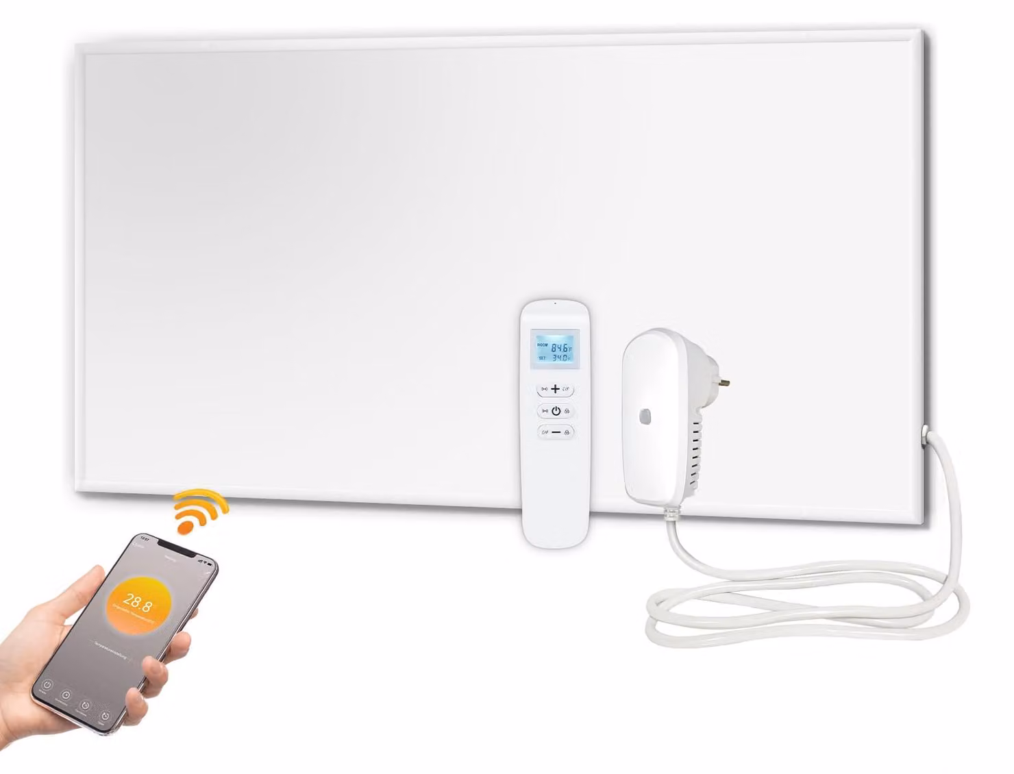 Pannello radiante a infrarossi da parete - 700 W, bianco, con controllo tramite app e telecomando - Radiatore elettrico