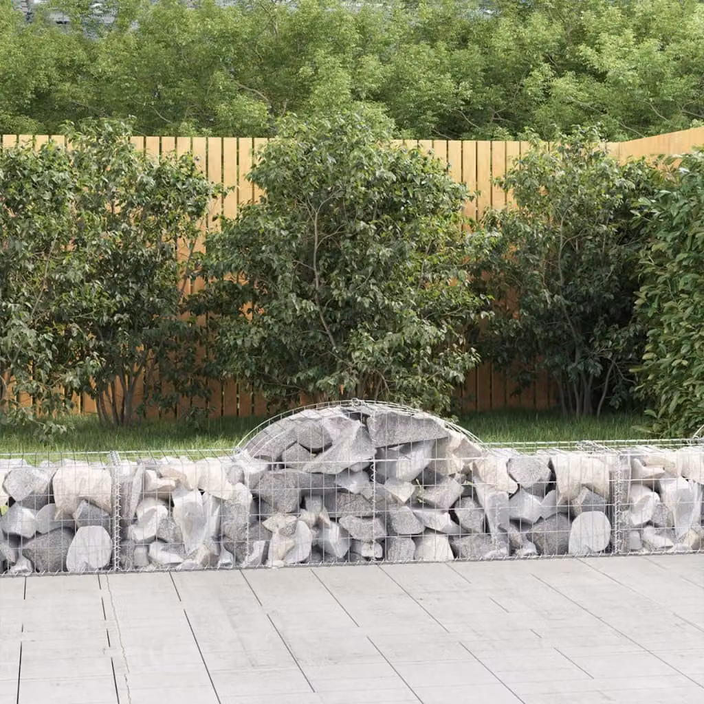 Cesto Gabbione ad Arco vidaXL in Acciaio Zincato Grigio L/P/H: 200 x 50 x 40/60 cm
