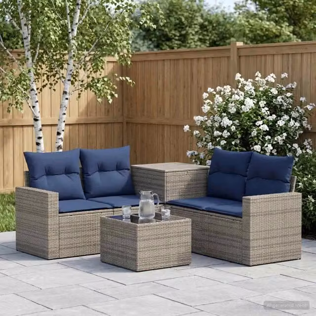 Set di divani 6 pz Grigio e Blu Navy 55 x 55 x 37 cm 3447407