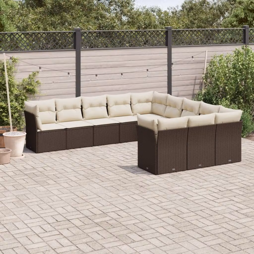 Maison Exclusive - Set Divani da Giardino 11 pz con Cuscini Polyrattan Marrone