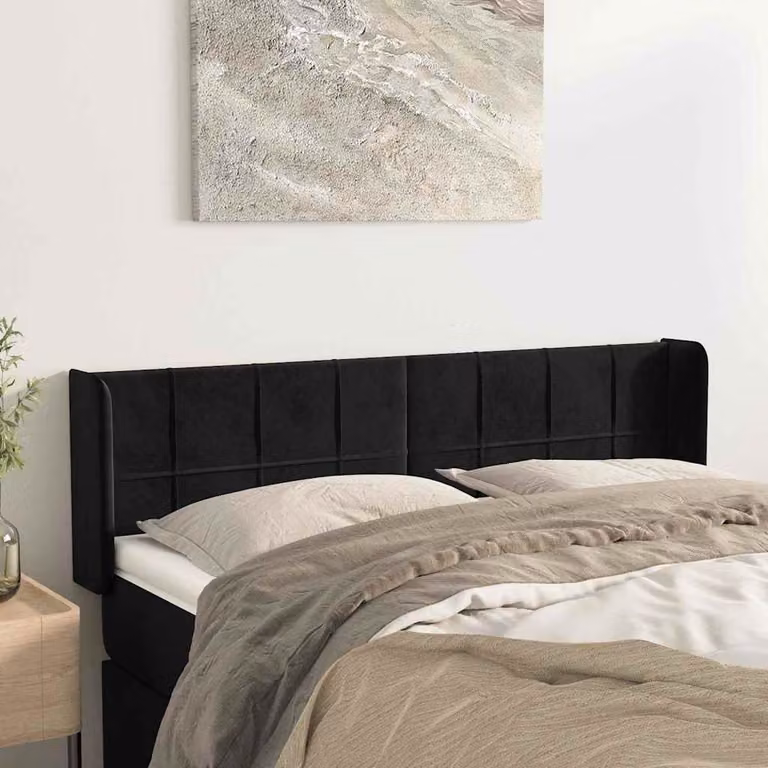 Testiera ad orecchio vidaXL in velluto nero L: 147 cm, P: 16 cm, H: 78-88 cm