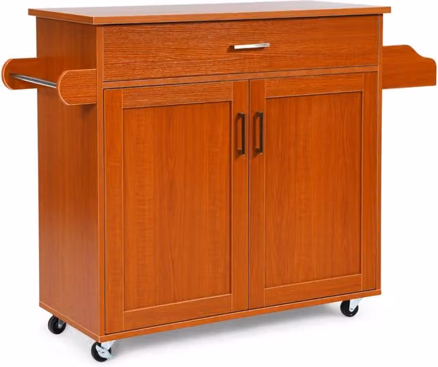 Isola da cucina con carrello e ruote in gomma Design Mania, Marrone, L: 116 cm, P: 40 cm, H: 85 cm