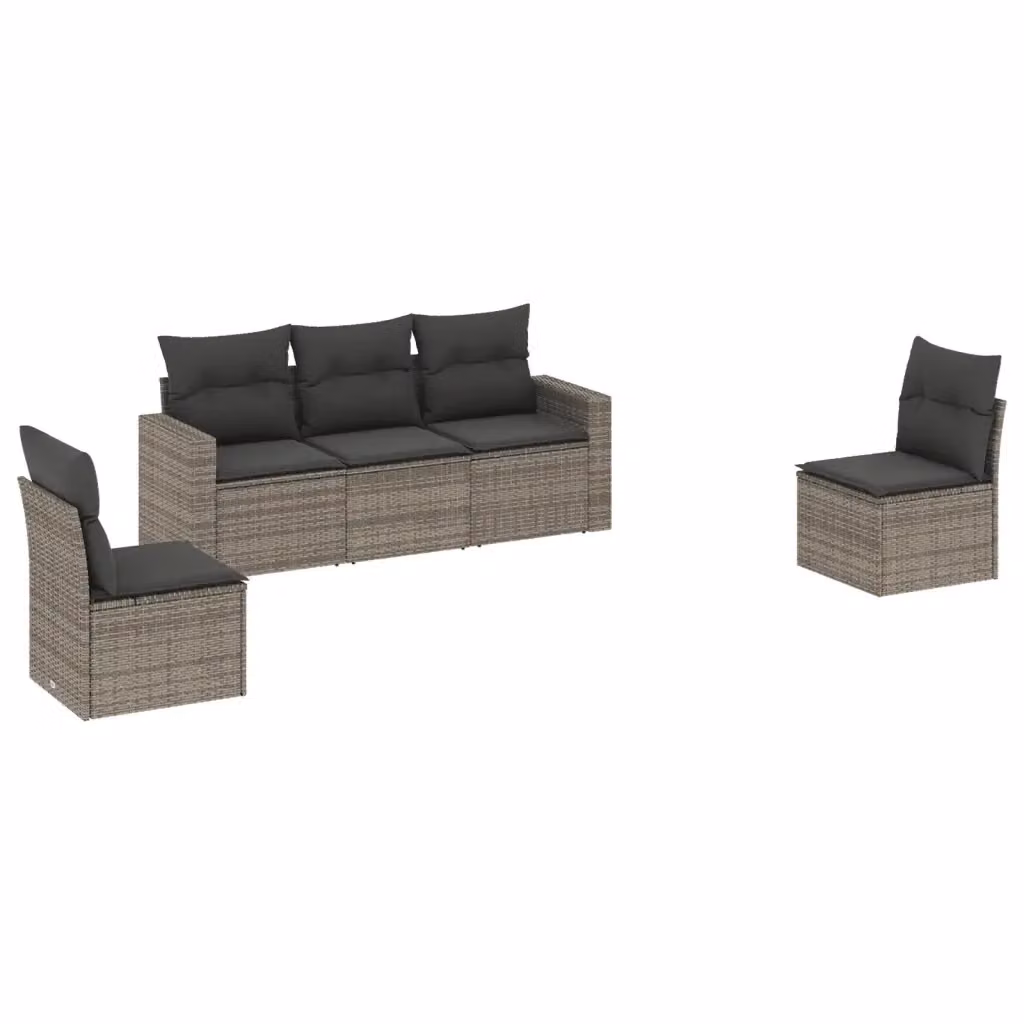 vidaXL Set Divano da Giardino a L 5 pz Grigio con Cuscini Imbottiti e Struttura in Metallo – 2