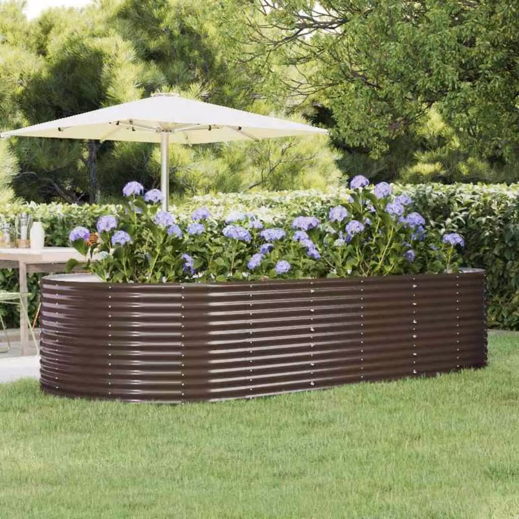 Letto da giardino rialzato vidaXL in acciaio zincato marrone L: 291 cm, P: 140 cm, H: 68 cm