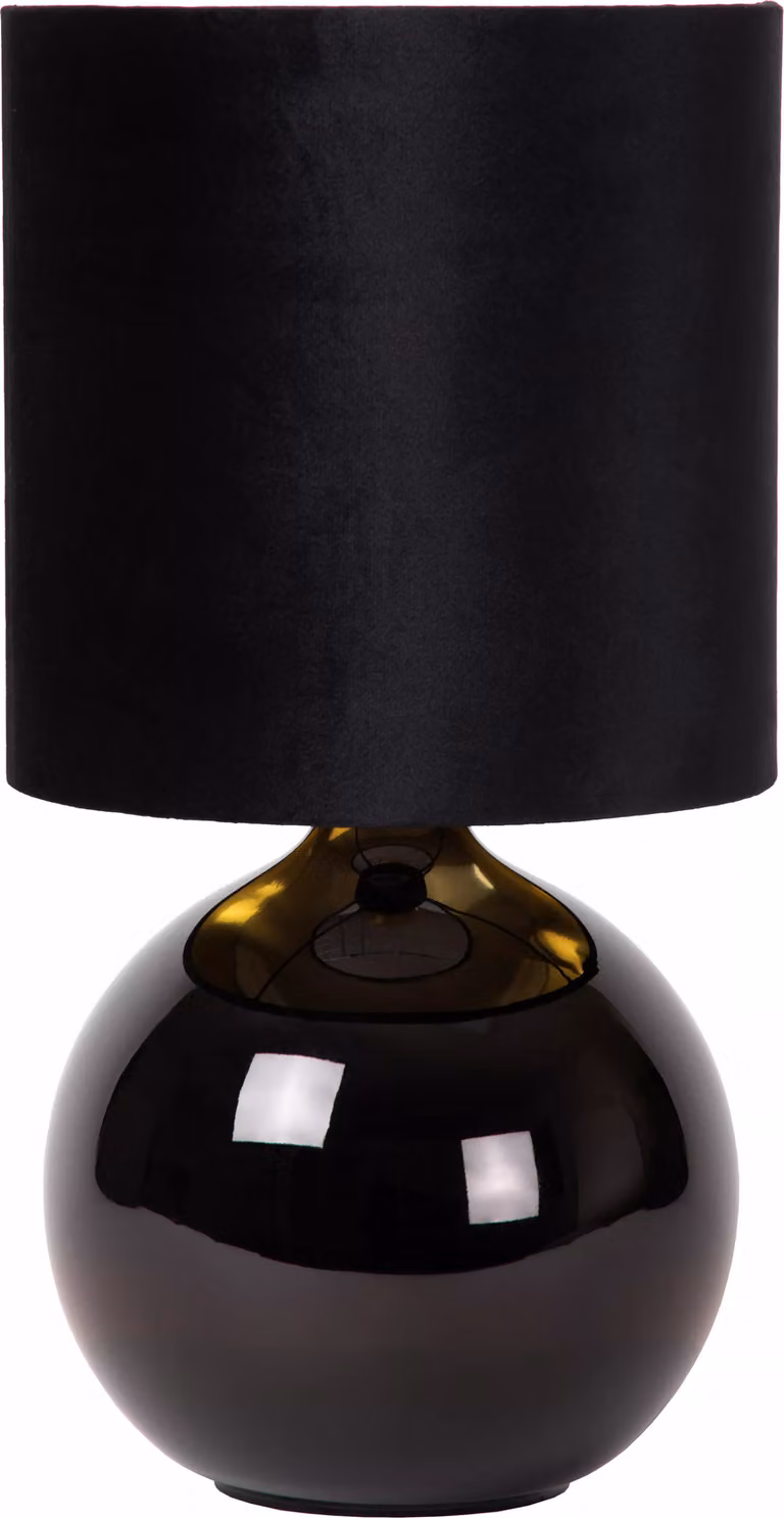 Lampada da tavolo con paralume Esterad nera, 1xE14x40W, vetro, dimensioni: 47x24x24 cm, IP20, Lucide