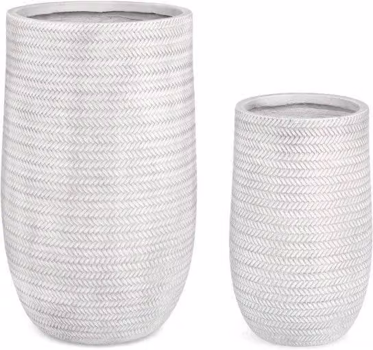 Set 2 Vasi Tressage Alto Bianco