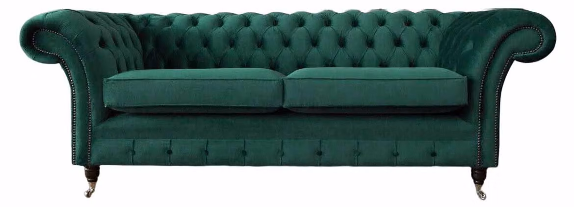Chesterfield 3 Sitzer Polster Couch Sofa Textil Modern Stil Stoff