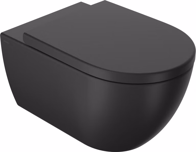 SANYCCES ARC WC sospeso senza bordo con sedile WC SoftClose TakeOff, nero opaco