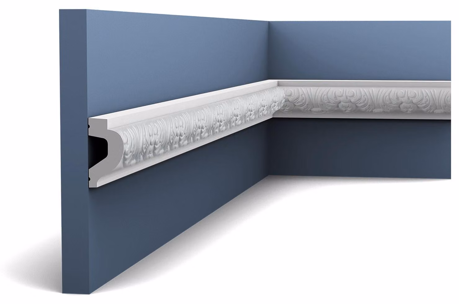 Orac Decor P3020 Luxxus Modanatura per pareti resistente agli urti Modanatura decorativa Modanatura a fregio Decorazione a stucco Profilo dettagliato a rilievo netto | 2 metri
