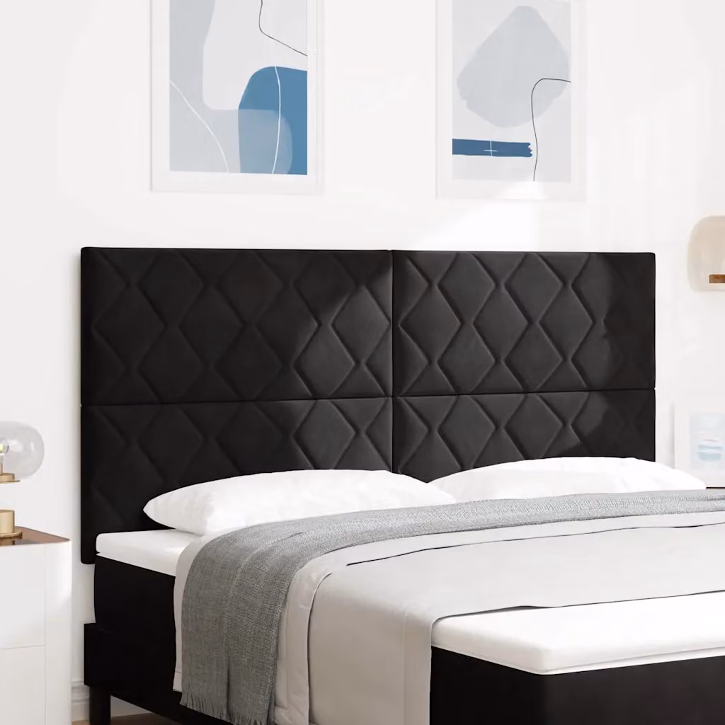 Testiera per letto imbottita vidaXL in velluto nero, larghezza: 180 cm