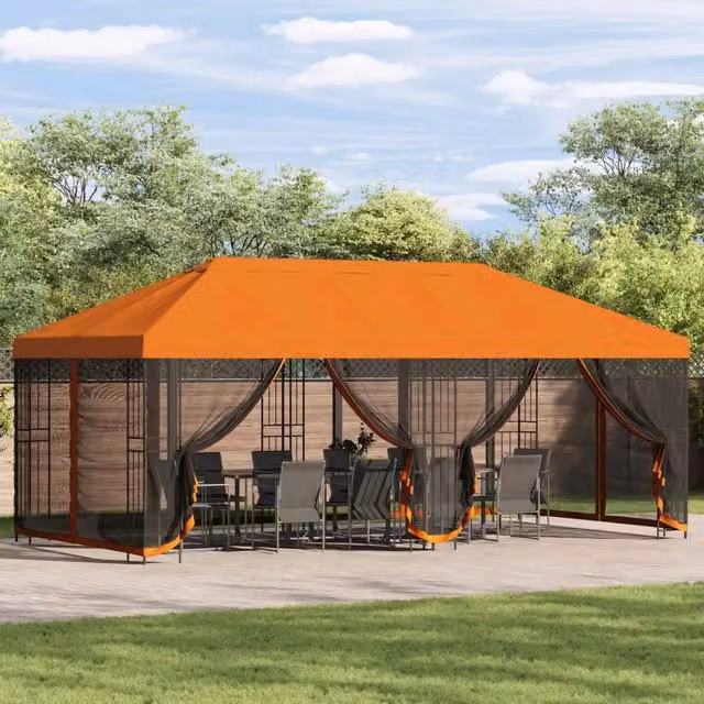 Gazebo con pareti laterali 6 x 3 m Arancione 3376002