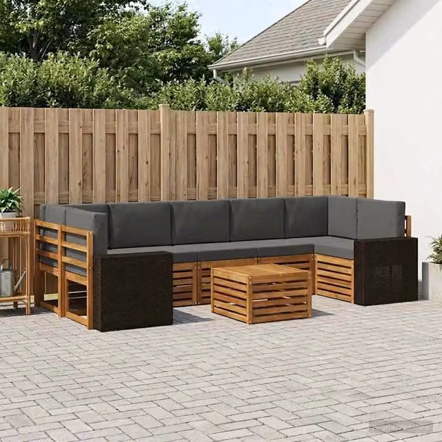 Set di divani da esterno 8 pz Naturale e Antracite 3384153