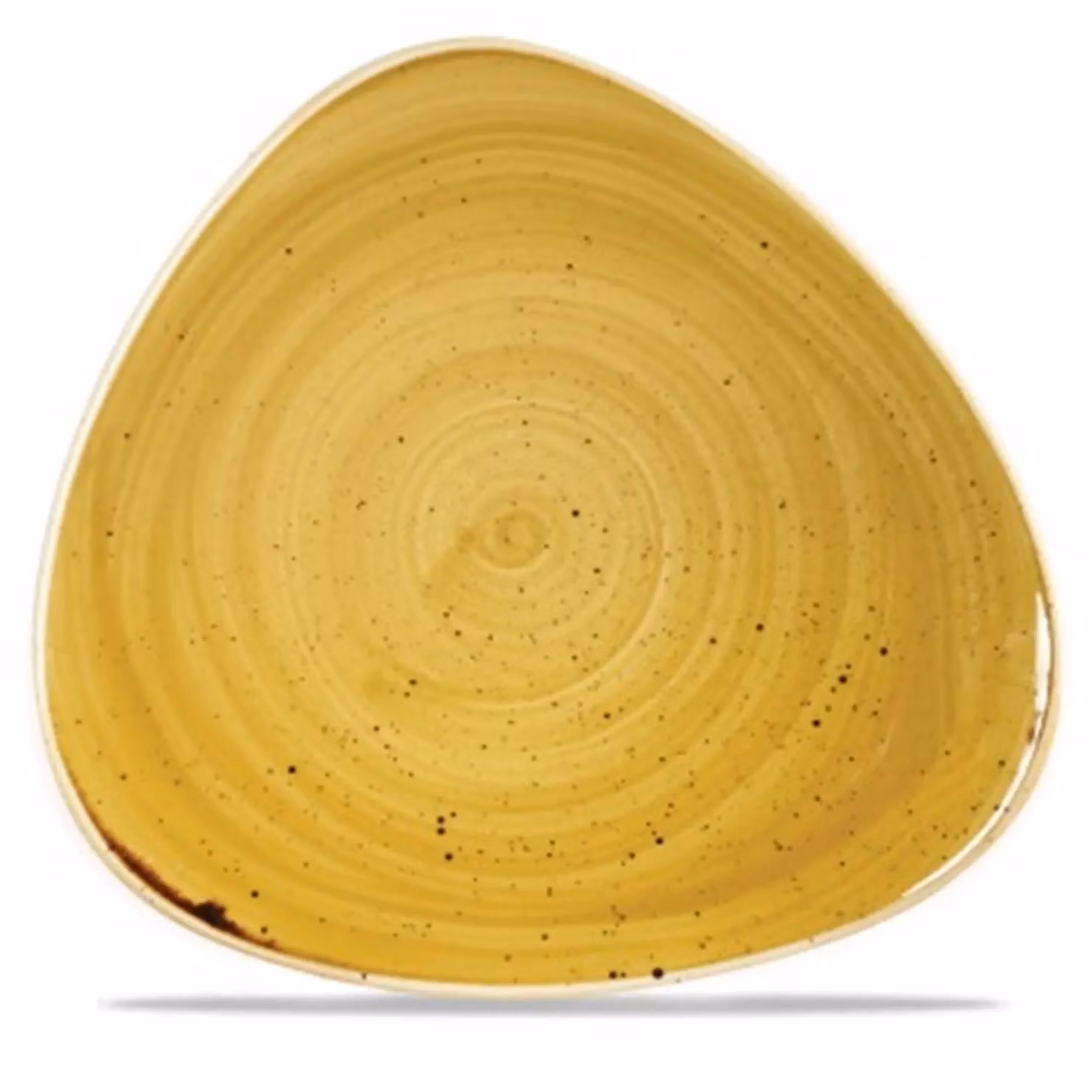 Piatto piano triangolare in porcellana giallo stone, diam. 23cm, 12 pezzi