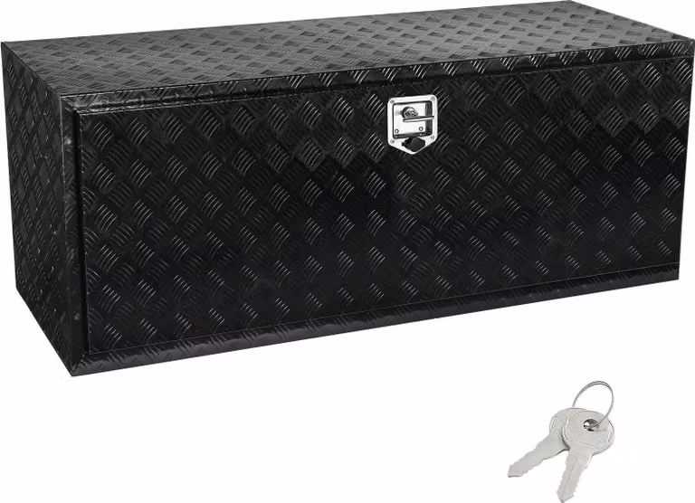 SucceBuy Cassetta portaoggetti sottoscocca da 60" x 24" x 24", robusta cassetta porta attrezzi in alluminio con piastra diamantata e serratura, cassetta impermeabile per rimorchi, chiusura con maniglia a T per camion, furgoni, rimorchi