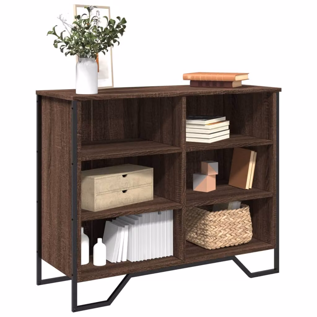 Credenza moderna vidaXL in legno multistrato color rovere marrone L: 91 cm, P: 35,5 cm, H: 74,5 cm
