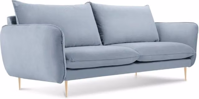 Divano 2 posti Vienna di Cosmopolitan Design in velluto azzurro con struttura in metallo L: 160 cm, P: 95 cm, H: 47,8 cm – 1