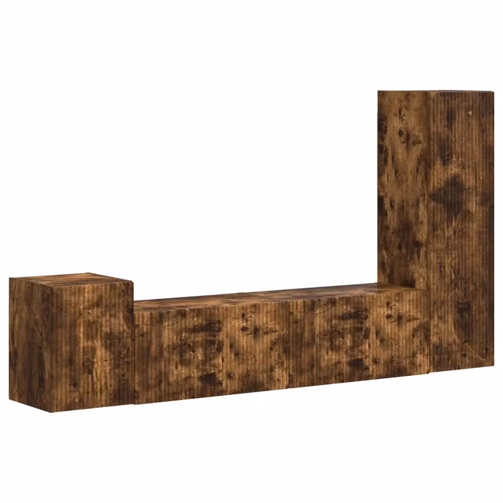 Set mobile TV moderno vidaXL in 4 pezzi color rovere fumé in legno MDF per soggiorno – 2