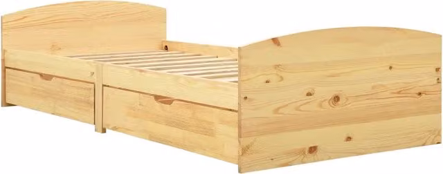 Giroletto con 2 Cassetti in Legno Massello di Pino 90x200 cm 322154