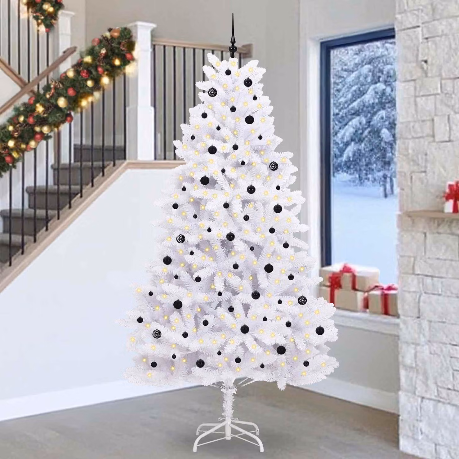 Maison Exclusive - Albero di Natale artificiale pieghevole, bianco, 270 cm, in PVC e acciaio
