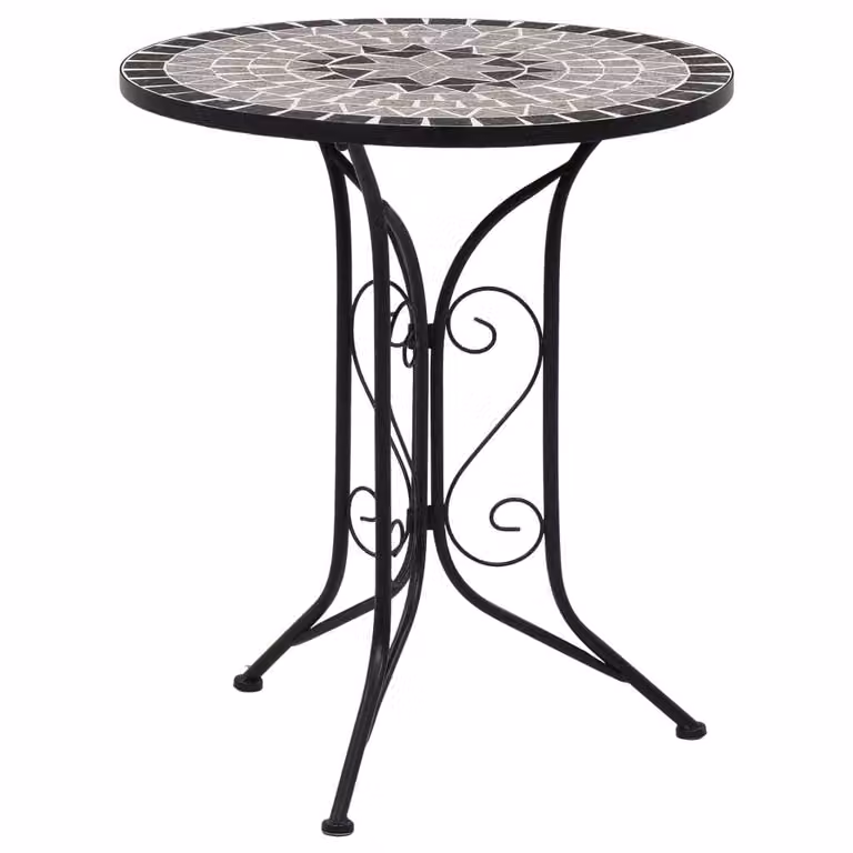 The Living Store Tavolo Bistro Mosaico Grigio 61 cm Vetroceramica