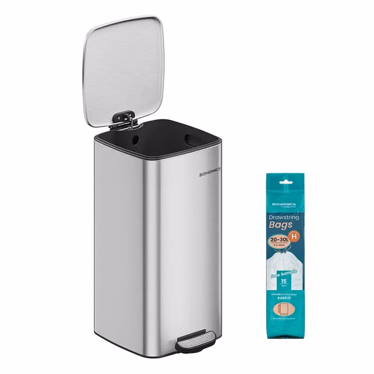 Pattumiera da Cucina, Argento Metallizzato / 30 L