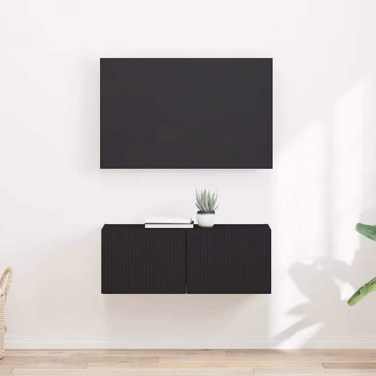 Set di 2 supporti per TV da parete vidaXL in legno MDF nero moderno
